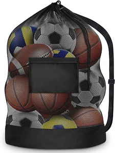 Extra Large Sports Ball Bag - Mesh Soccer Team Balls Bag, Drawstring Sport Equip - Picture 1 of 12