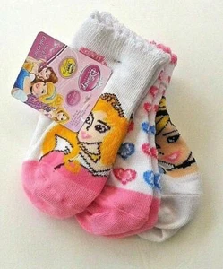 Disney Princess No-Slip Socks Safety Toe 3 Pair Girls 18-24 Months - Imagen 1 de 1