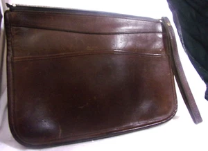 Vintage Michael Green Distresed Brown Leather Wristlet Clutch bag,11" x 8" x1" - Picture 1 of 6