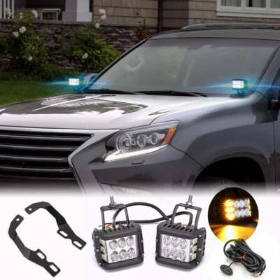 Ditch 4'' Amber Side Strobe Light Bracket Wire Kit For 2010-2023 Lexus GX460 - Image 1 of 4
