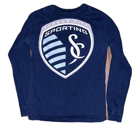 Sporting Kansas City Adidas Long Sleeve T Shirt Mens M Double Sided Big Logo EUC Cover