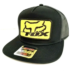 Otto Embroidered Patch Fox Racing Flat Bill Mesh Snapback Baseball Cap Hat Black - Picture 1 of 5