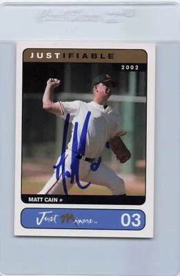 2002 Just Minors #3 Matt Cain Giants Signed Auto *G8338 - Image 1 of 2