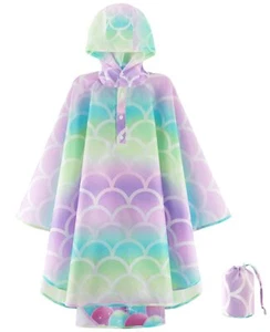 Lightweight Kids Rain Poncho Waterproof Kids Poncho Reusable Hooded Rain Jack... - Picture 1 of 7