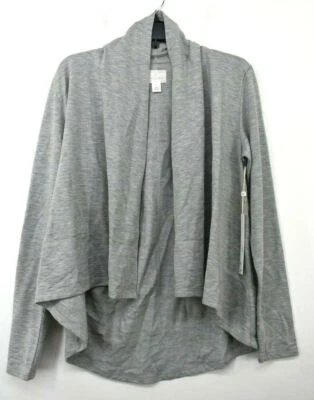 Chaqueta tejida Caslon gris con cuello chal manga larga sin forro frente abierto para mujer S $59 Foto 1 de 4