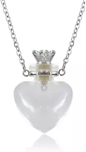 1 pieza Vial de Corazón Transparente Botella de Perfume Collares Cadena de Acero Inoxidable Haz un Deseo - Imagen 1 de 12