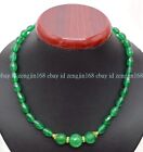 Classic Faceted 8x12mm Malay Green Jade Rice Gemstone Beads Necklace AAA