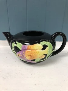 Vtg 80’s 90’s Colorful Koi Fish Decor Black Teapot Tropical Reef Tea Pot Kettle - Picture 1 of 5