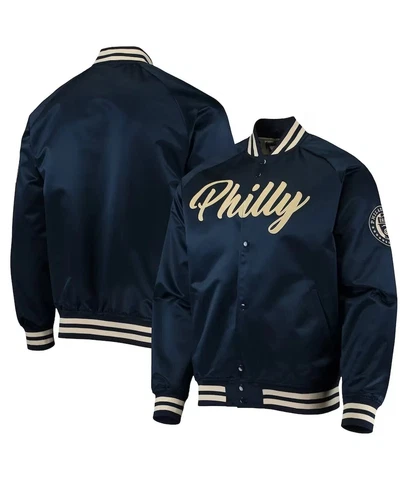 MLS Philadelphia Union Navy Satin Varsity Jacket Heritage Philadelphia Fan MLS Cover