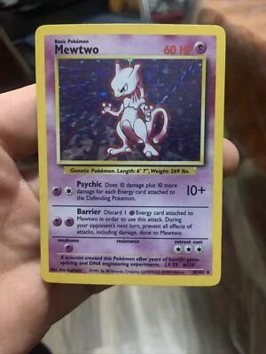 Pokemon Mewtwo 10/102 HOLO Base Set MP Rare Wizards Of The Coast Nintendo Legend - Image 1 of 4