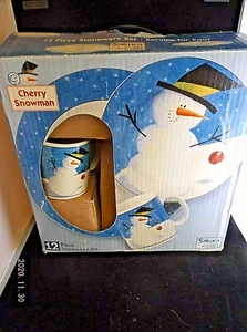Neu im Karton Sakura Oneida Kirsche Schneemann Geschirrset 12-teilig Service für 4 Steinzeug - Bild 1 von 5