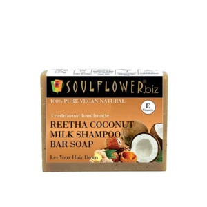 Soulflower Reetha Kokosnuss Milch Shampoo Riegel 150g für Damen & Herren P592 - Bild 1 von 5