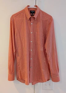 Camisa con botones 100 % lana TM Lewin a cuadros de guinga naranja-rojo y blanco para hombre M - Imagen 1 de 13