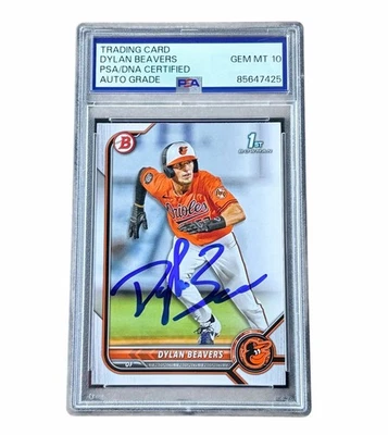 Dylan Beavers Signed 1st Bowman Paper Auto Baltimore Orioles BD-160 PSA 10 - Image 1 of 2