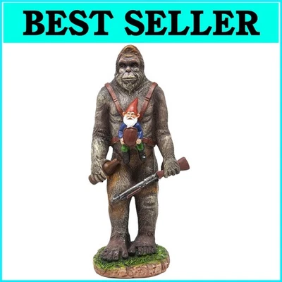 Whimsical Bigfoot & Gnome Garden Sculpture - Durable Indoor/Outdoor Decor - Image 1 of 4