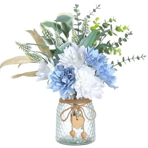Faux Flowers with VaseArtificial Silk Flowers in Vase Fake Plant Eucalyptus a... - Picture 1 of 9