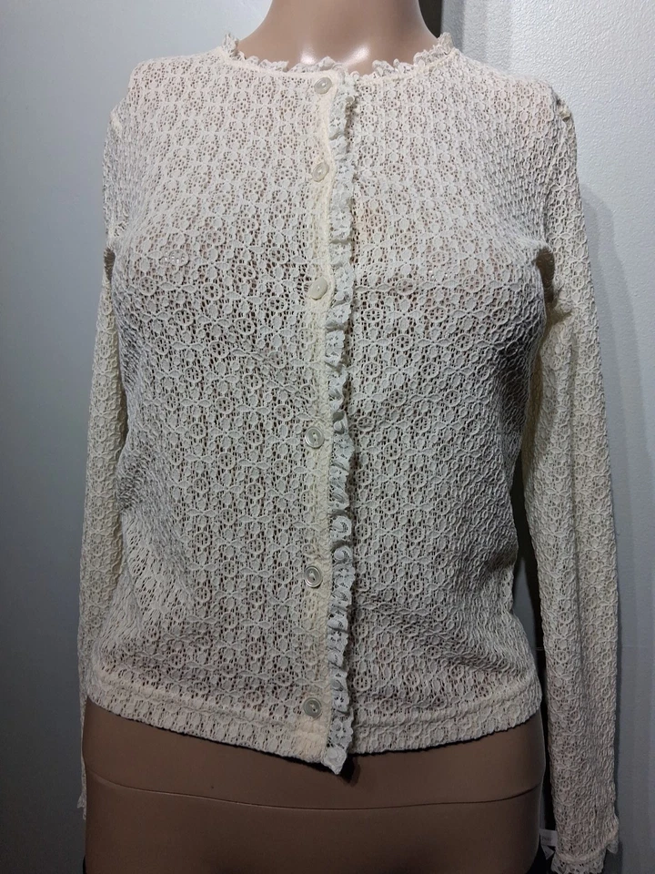 Anna Molinari Cream Lace Blouse Long Sleeve Size IT 40 US S - Image 1 of 4