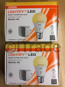 *Lot of 2* OSRAM 73883 LIGHTIFY Starter Kit Gateway Dimmable LED Bulb 800 Lm NEW - Picture 1 of 4