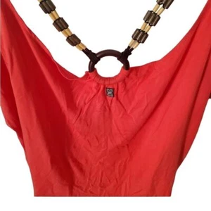 Top Rojo Único con Correas de Cuentas de Madera Boho Chic Verano Playa Informal - Imagen 1 de 9