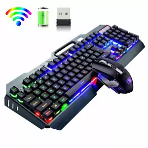 Set mouse tastiera da gioco ricaricabile sensazione meccanica LED arcobaleno - Foto 1 di 15