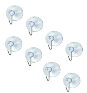 Suction Cup Wire Hooks 8Pk Plastic Home Office Kitchen Easy To Use Non Permanent - Picture 1 of 2