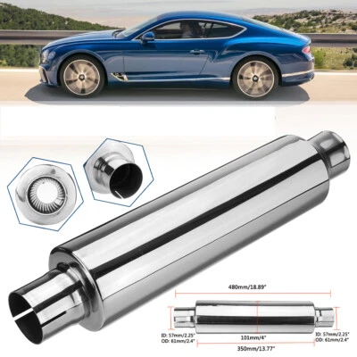 SILENZIATORE SCARICO INOX  Ø 57mm UNIVERSALE AUTO MARMITTA TERMINALE DI SCARICO - Immagine 1 di 4
