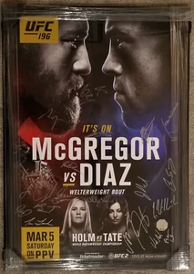 UFC 196 Signed SBC Poster Conor McGregor vs Nate Diaz plus Holm vs Tate auto - Picture 1 of 4