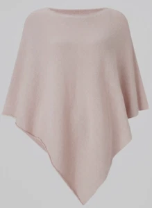 JIGSAW Dusky Pale Pink Wool Cashmere Blend Rolled Poncho Cover-Up Asymmetric - Picture 1 of 8