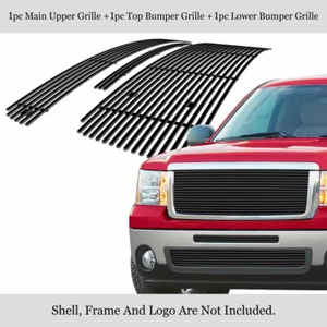 Fits 2007-2013 GMC Sierra 1500 New Body Stainless Black Billet Grille Combo - Picture 1 of 7