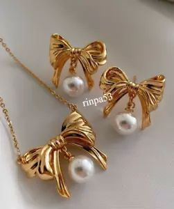 Gorgeous Fresh Water Pearls Jewelry Set Gift For Women's Real In 925 SS - Picture 1 of 5