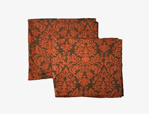 2 Waverly Brown Red Curtains Panels Drapes 84" Long Discontinued Print Lined - Picture 1 of 7