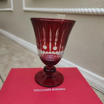 NEW Williams Sonoma Wilshire Jewel Cut Mixed WATER Goblet RED Glass STYLE #2 - Image 1 of 2