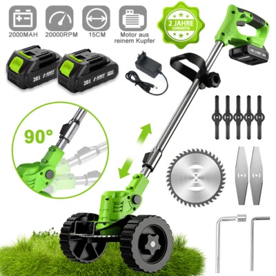 JUSFIT Akku Rasentrimmer Mit 2 Akku und Ladegerät Freischneider Motorsense 20V Edger