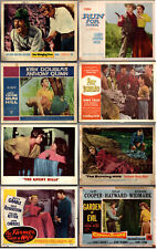 8 cartes lobby vintage années 1950 WESTERN FILMS Gary Cooper, James Cagney, etc.
