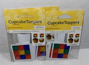 3~Paquetes~BLOQUES DE CONSTRUCCIÓN*FIESTA DE CUMPLEAÑOS*TOPPERS PARA CUPCAKES*12 unidades cada uno*36 selecciones* - Imagen 1 de 4