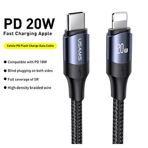 Usams USB C Type C PD 20W Cable Fast Charging Charger for iPhone 13 12 11 Pro X