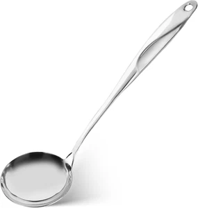 Stainless Steel Soup Ladle, Cooking Spoon Large Capacity Spoon with Hole for Han - Picture 1 of 6