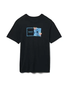Camiseta de manga corta Hurley Tropics lavada doble para hombre (negro/B) G2 (A863T) - Imagen 1 de 3