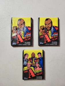 3x THE A-TEAM 1983 TOPPS TRADING CARDS WAX PACKS OF 10 CARD & STICKER BRAND NEW - Picture 1 of 3