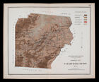 Carte géologique de 1884 Pennsylvanie comté de Clearfield Curwensville Lumber City Rockton