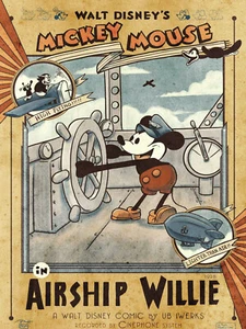 Walt Disney's Mickey Mouse Airship Willie retro metal plaques signs poster image - Picture 1 of 2