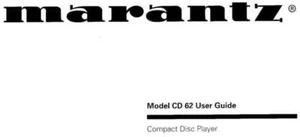 Marantz CD62 CD Player Owners Manual - Picture 1 of 1