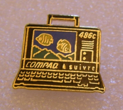 pin's COMPAQ LAPTOP 486C COMPUTER vintage pin badge - Image 1 of 2