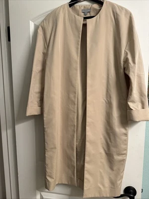 COS Mujer Beige Algodón Manga Larga Frente Abierto Chaqueta Gabardina Talla 4 Foto 1 de 4