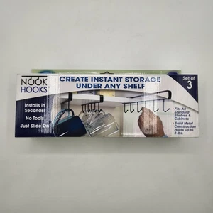 Nook Hooks Under Shelf Hooks Set of 3 Cups Jewelry Kitchen Closet Organization - Picture 1 of 12
