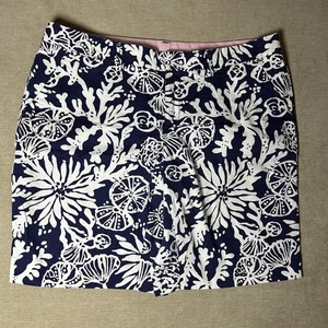 Lilly Pulitzer Womens Avenue 9" Short Size 12 Blue White Summer Classic Vacation - Picture 1 of 7