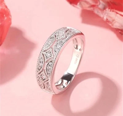 Обручальное кольцо Jeulia из молозива круглой огранки с покрытием из белого золота 18 карат серебро 925 пробы - Изображение 1 из 4