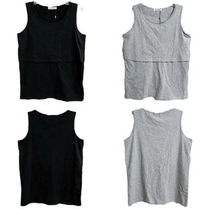 Lot of 2 Smallshow Postpartum Breastfeeding Nursing Tank Tops Black Gray Medium - Picture 1 of 4