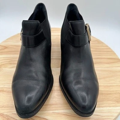 BCBG Generation BG Wallis Ankle Boots Womens 7.5 Black Leather Shoes Buckled - Image 1 of 4