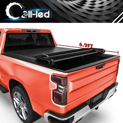 Soft 4-Fold Tonneau Cover for 2020-2026 Silverado Sierra 2500HD 3500HD 6.9ft Bed - Image 1 of 4